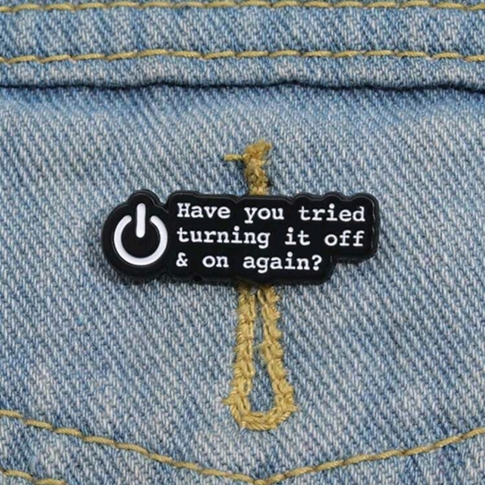 Off and on again funny smart ass comments enamel brooch charm accessory pin